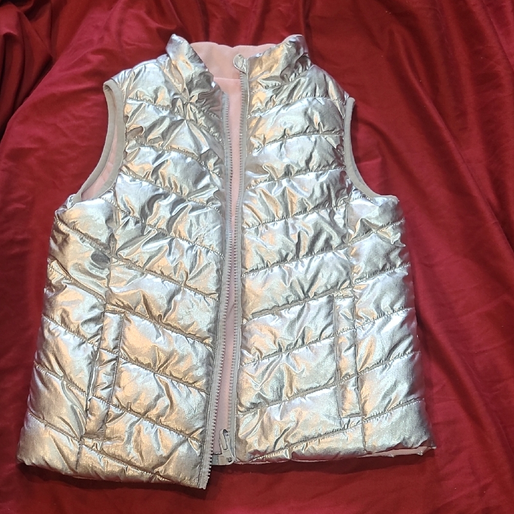 Kids Reversible Silver/Pink Puffer Vest